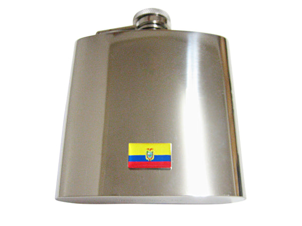 Ecuador Flag Pendant 6 Oz. Stainless Steel Flask