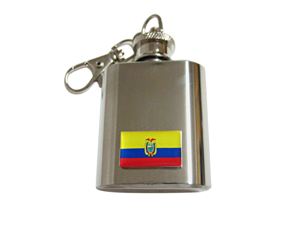 Ecuador Flag Pendant 1 Oz. Stainless Steel Key Chain Flask