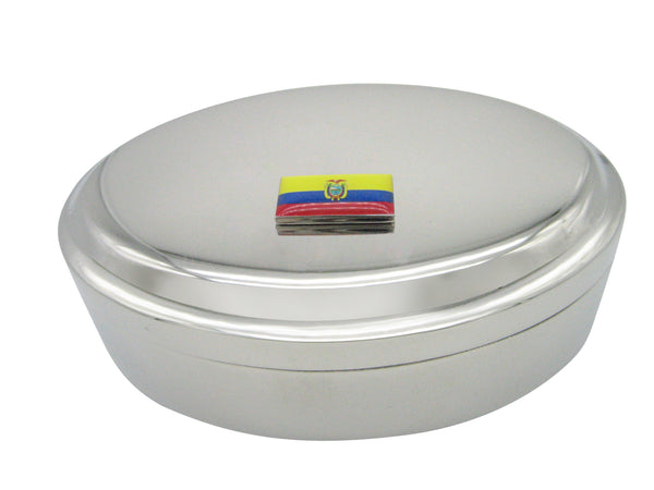 Ecuador Flag Pendant Oval Trinket Jewelry Box