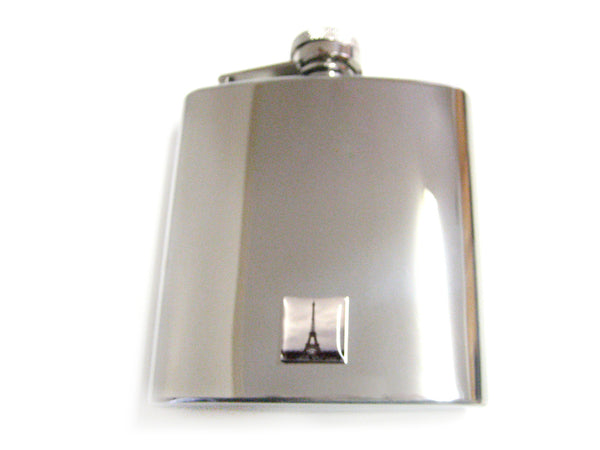 6 Oz. Stainless Steel Flask with Eiffel Tower Pendant