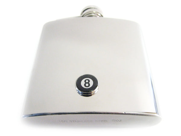 6 Oz. Stainless Steel Flask with Eight Ball Pendant