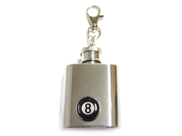 1 Oz. Stainless Steel Key Chain Flask with Eight Ball Pendant