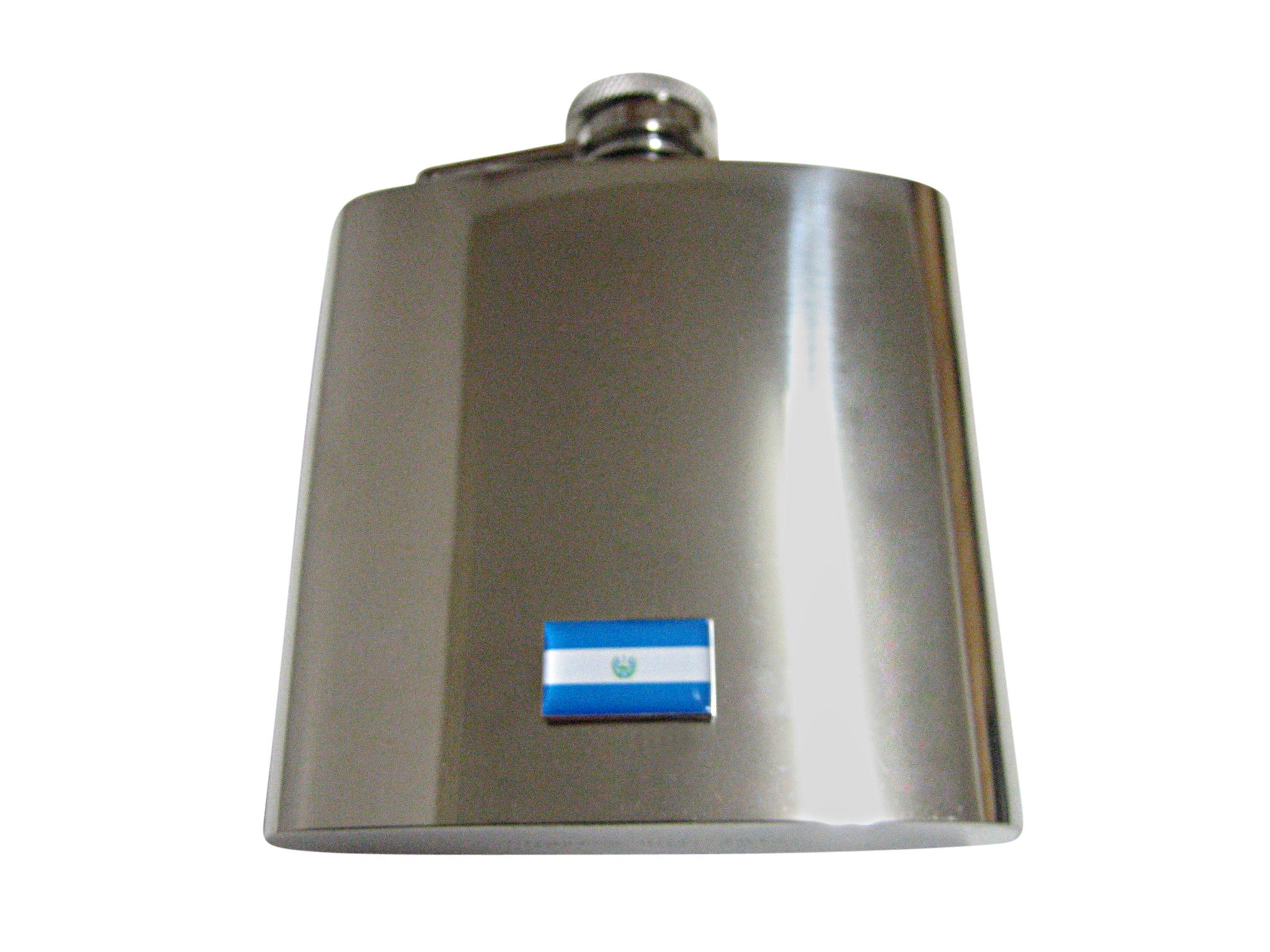 El Salvador Flag Pendant 6 Oz. Stainless Steel Flask