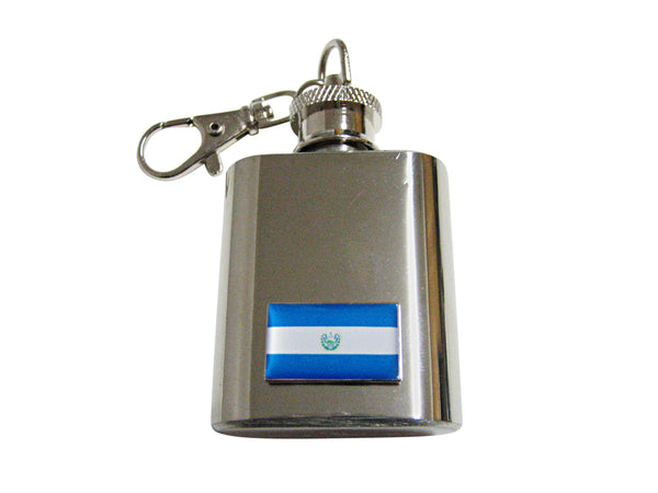 El Salvador Flag Pendant 1 Oz. Stainless Steel Key Chain Flask