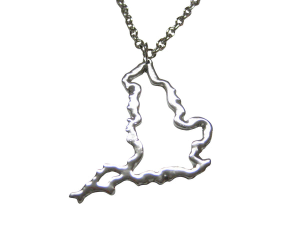 Silver Toned England Map Outline Pendant Necklace