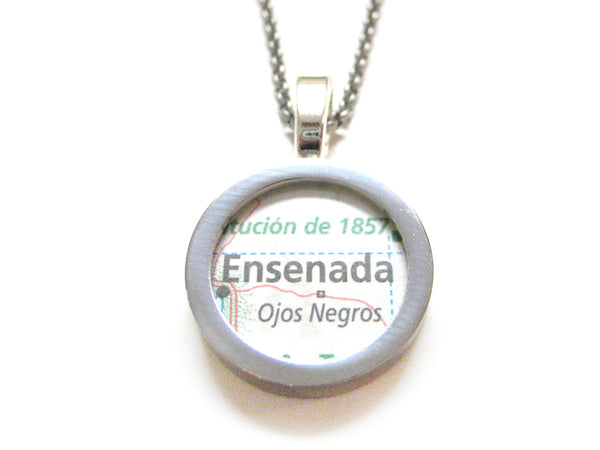 Ensenada Mexico Map Pendant Necklace