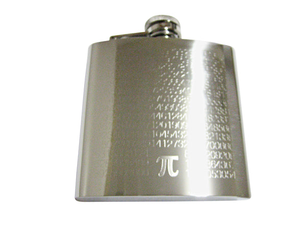 Etched Mathematical Pi Symbol and Number Pendant 6 Oz. Stainless Steel Flask