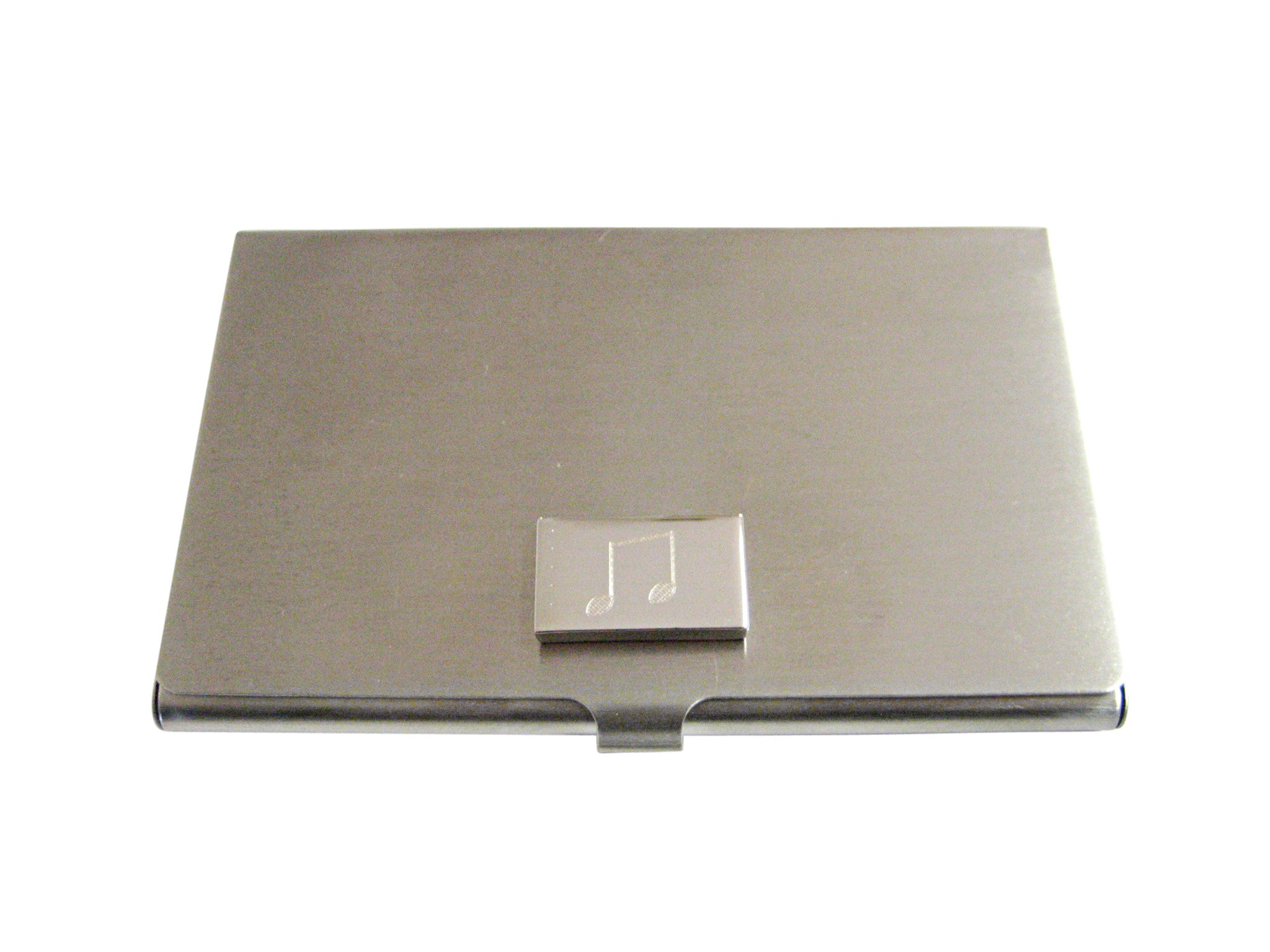 Etched Silver Toned Music Note Business Card Holder
