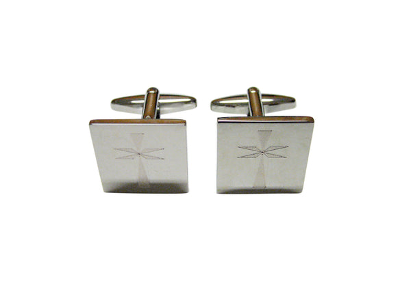 Etched Silver Toned Religious Cross Cufflinks