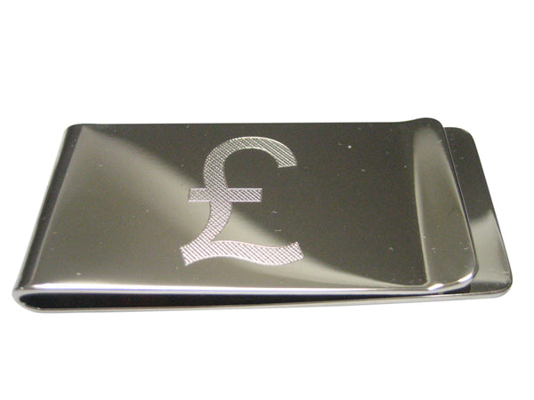 Etched Sleek British Pound Sterling Currency Sign Money Clip