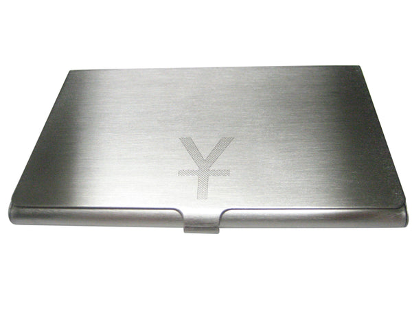 Etched Sleek Chinese Yuan Currency Sign Business Card Holder