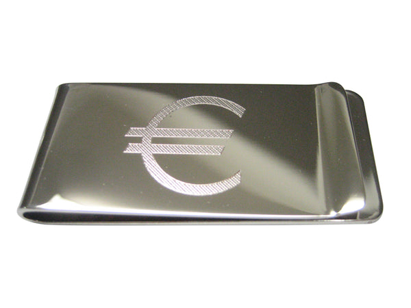 Etched Sleek Euro Currency Sign Money Clip