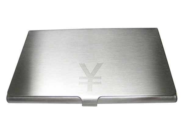Etched Sleek Japanese Yen Currency Sign Business Card Holder