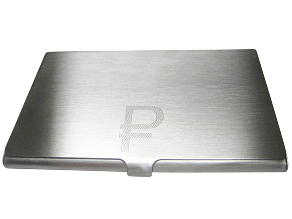 Etched Sleek Russian Ruble Currency Sign Business Card Holder