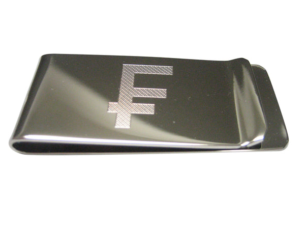 Etched Sleek Swiss Franc Currency Sign Money Clip