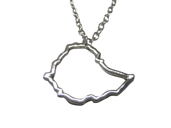 Silver Toned Ethiopia Map Outline Pendant Necklace