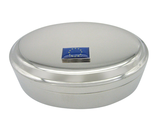 European Union Flag Pendant Oval Trinket Jewelry Box