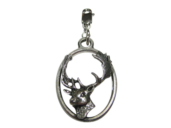Fallow Deer Head Large Oval Pendant Zipper Pull Charm