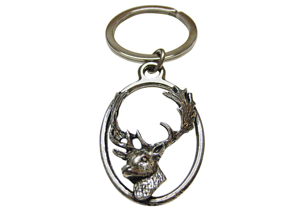 Fallow Deer Head Oval Key Chain