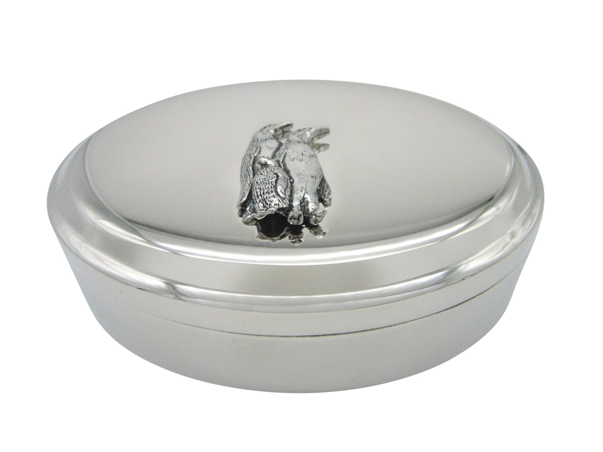 Family of Penguin Birds Pendant Oval Trinket Jewelry Box