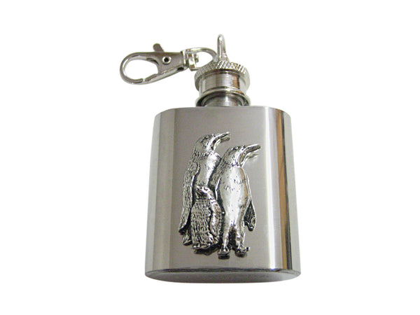 Family of Penguin Birds 1 Oz. Stainless Steel Key Chain Flask