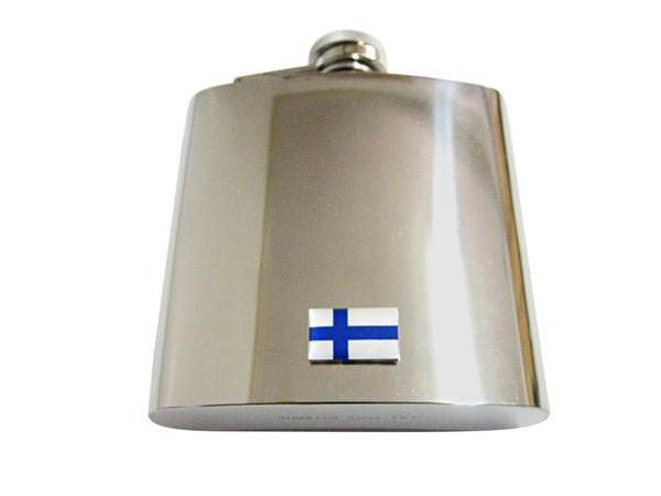 Finland Flag Pendant 6 Oz. Stainless Steel Flask