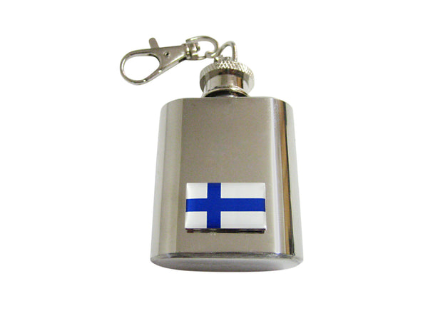 Finland Flag Pendant 1 Oz. Stainless Steel Key Chain Flask