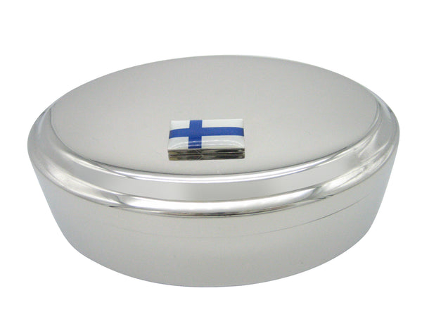 Finland Flag Pendant Oval Trinket Jewelry Box
