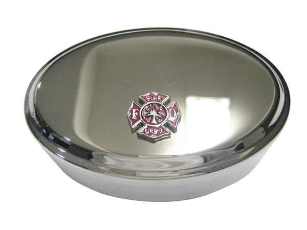 Fire Fighter Emblem Oval Trinket Jewelry Box