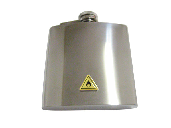 Flammable Warning Sign 6 Oz. Stainless Steel Flask