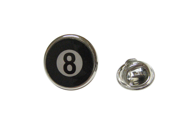 Flat Eight Ball Billiards Pool Ball Lapel Pin