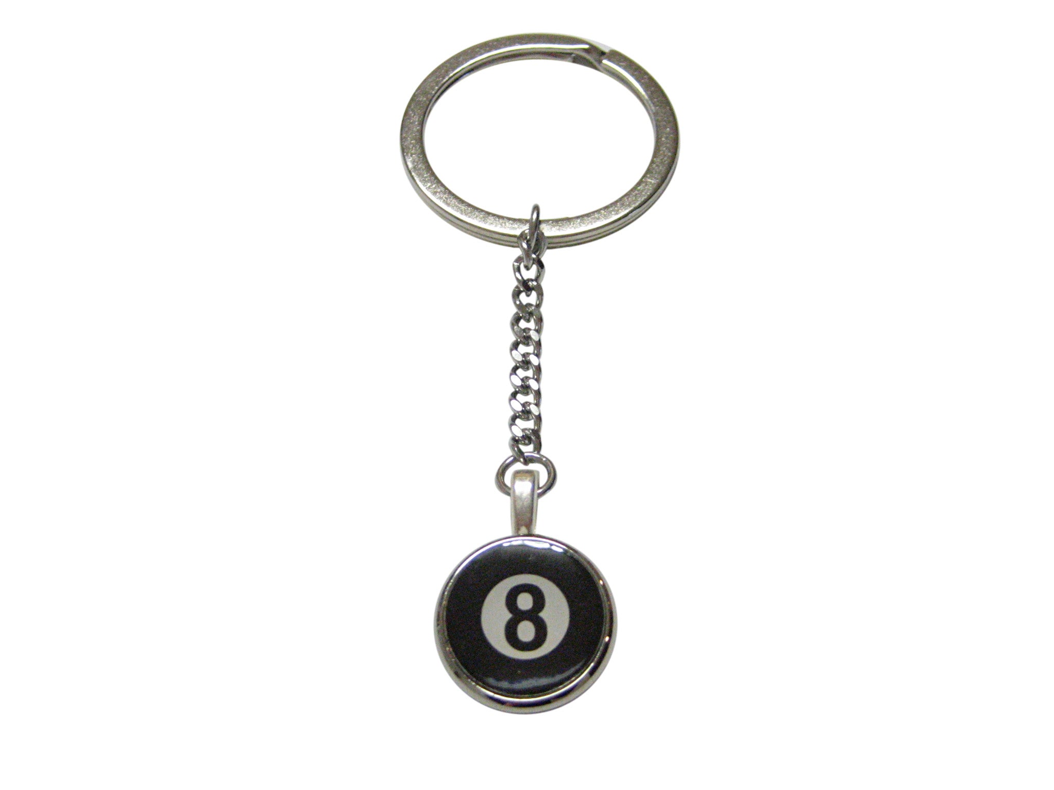 Flat Eight Ball Billiards Pendant Keychain