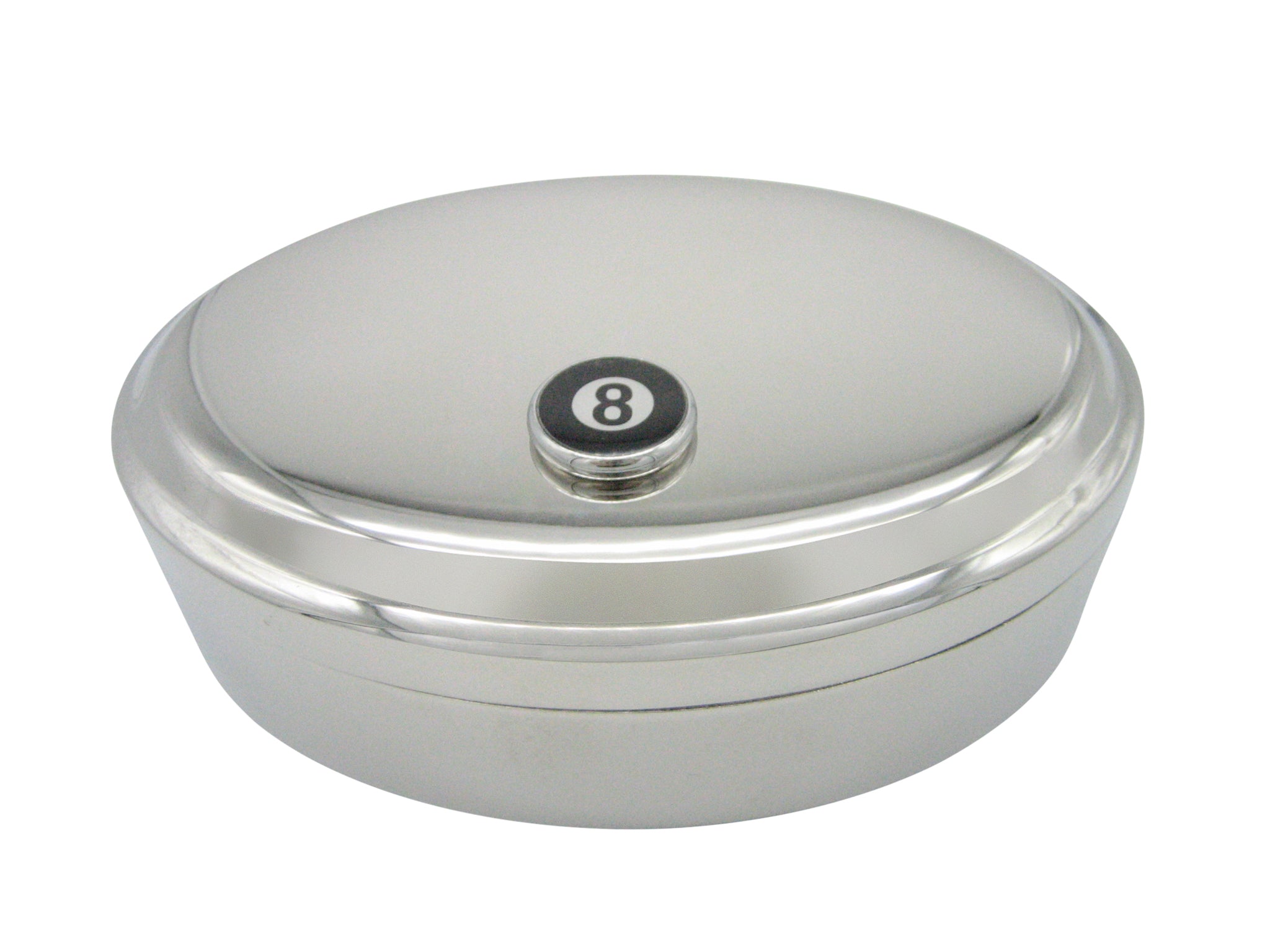 Flat Eight Ball Billiards Pendant Oval Trinket Jewelry Box