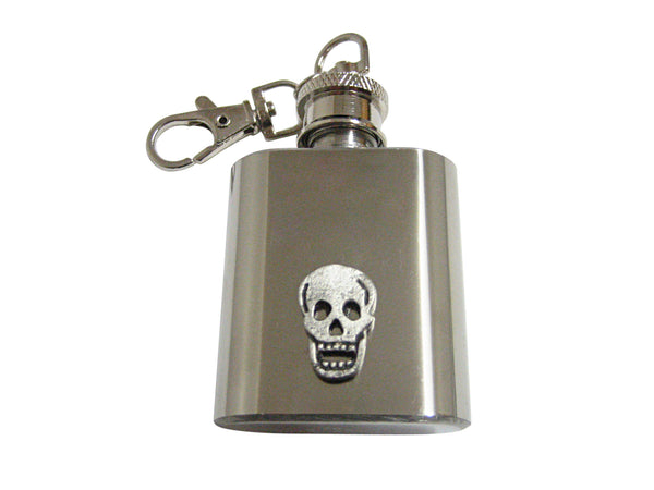 Flat Skull 1 Oz. Stainless Steel Key Chain Flask