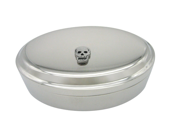 Flat Skull Pendant Oval Trinket Jewelry Box
