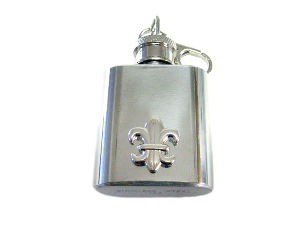 1 Oz. Stainless Steel Key Chain Flask with Fleur De Lys Boy Scout Pendant