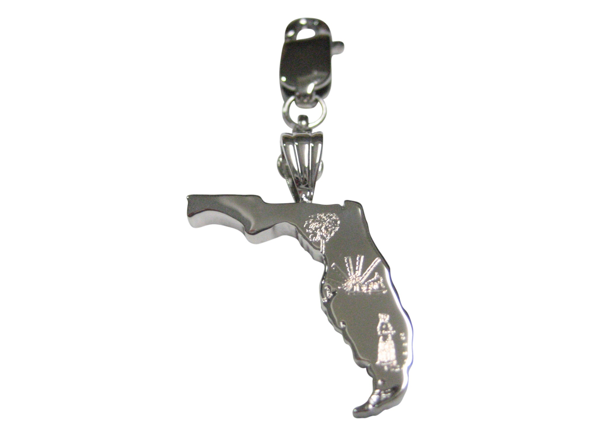 Florida State Map Shape and Flag Design Pendant Zipper Pull Charm