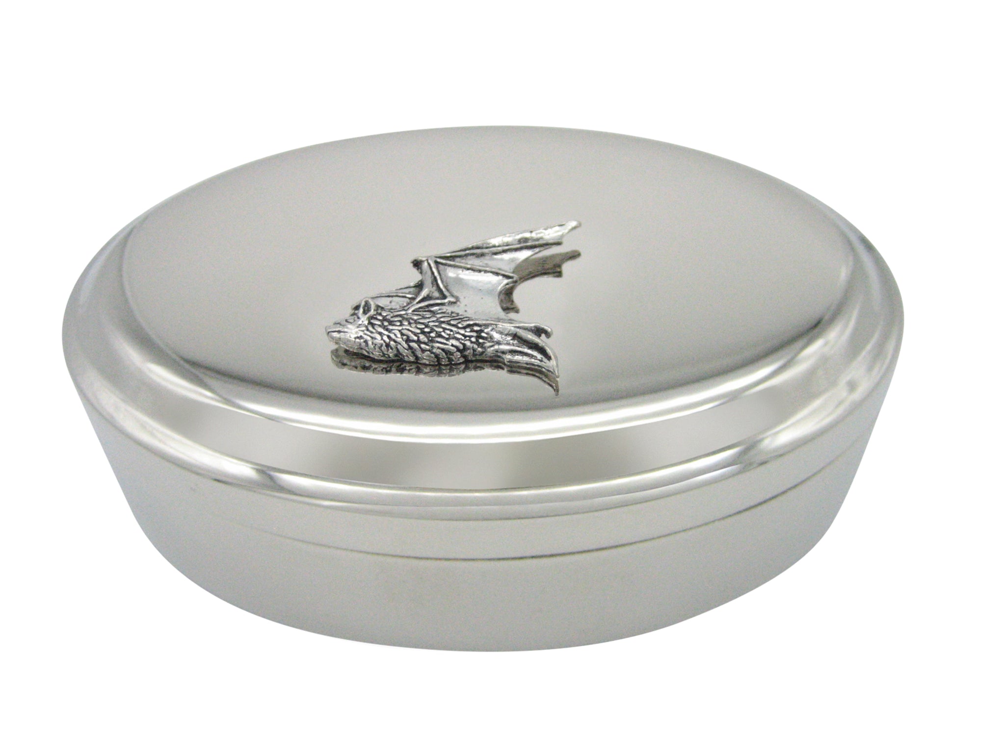 Flying Bat Pendant Oval Trinket Jewelry Box