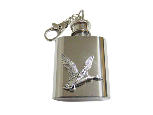 Flying Mallard Duck Bird 1 Oz. Stainless Steel Key Chain Flask