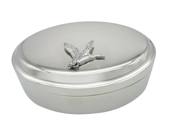 Flying Mallard Duck Bird Oval Trinket Jewelry Box