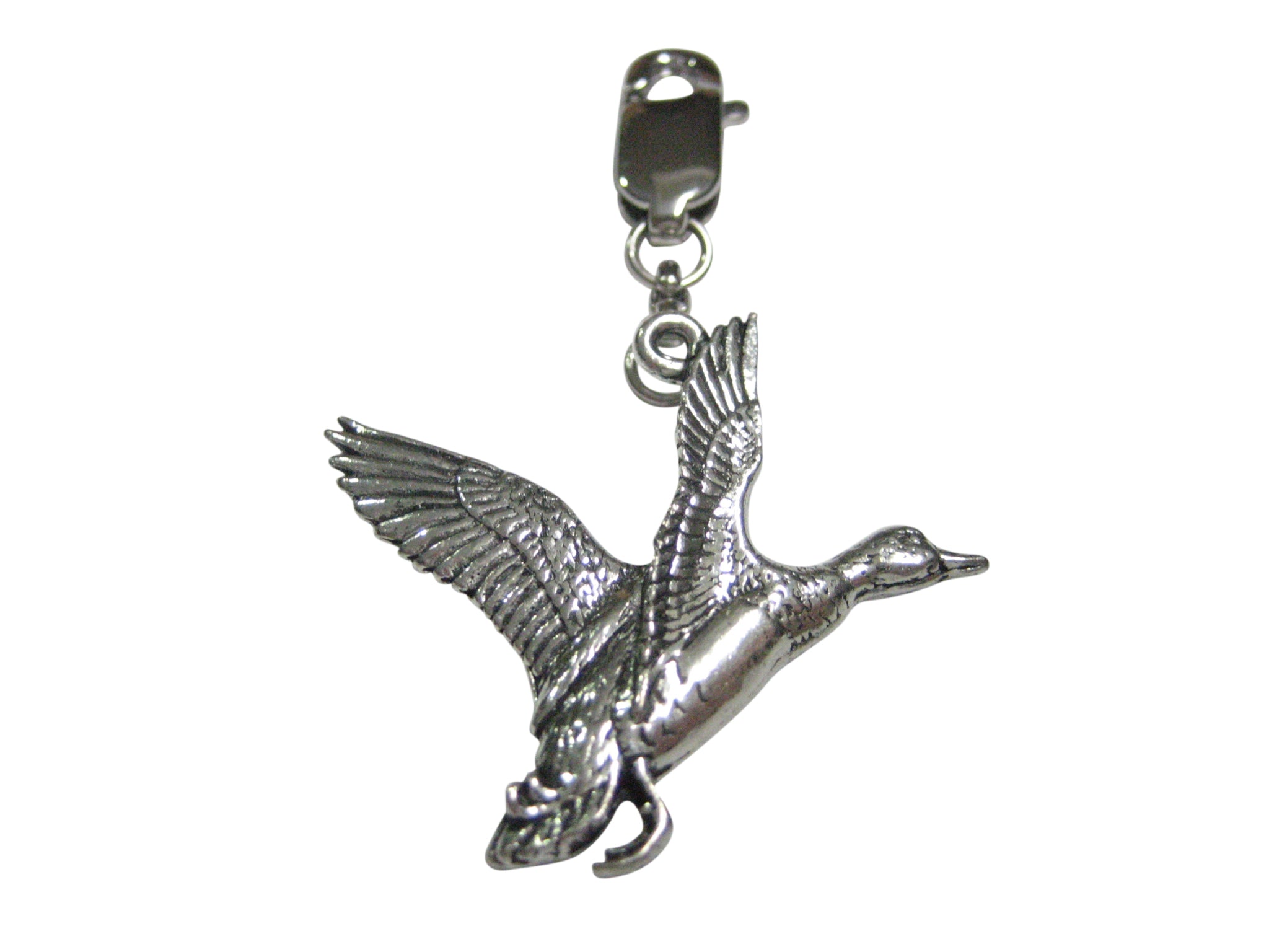 Flying Mallard Duck Bird Pendant Zipper Pull Charm