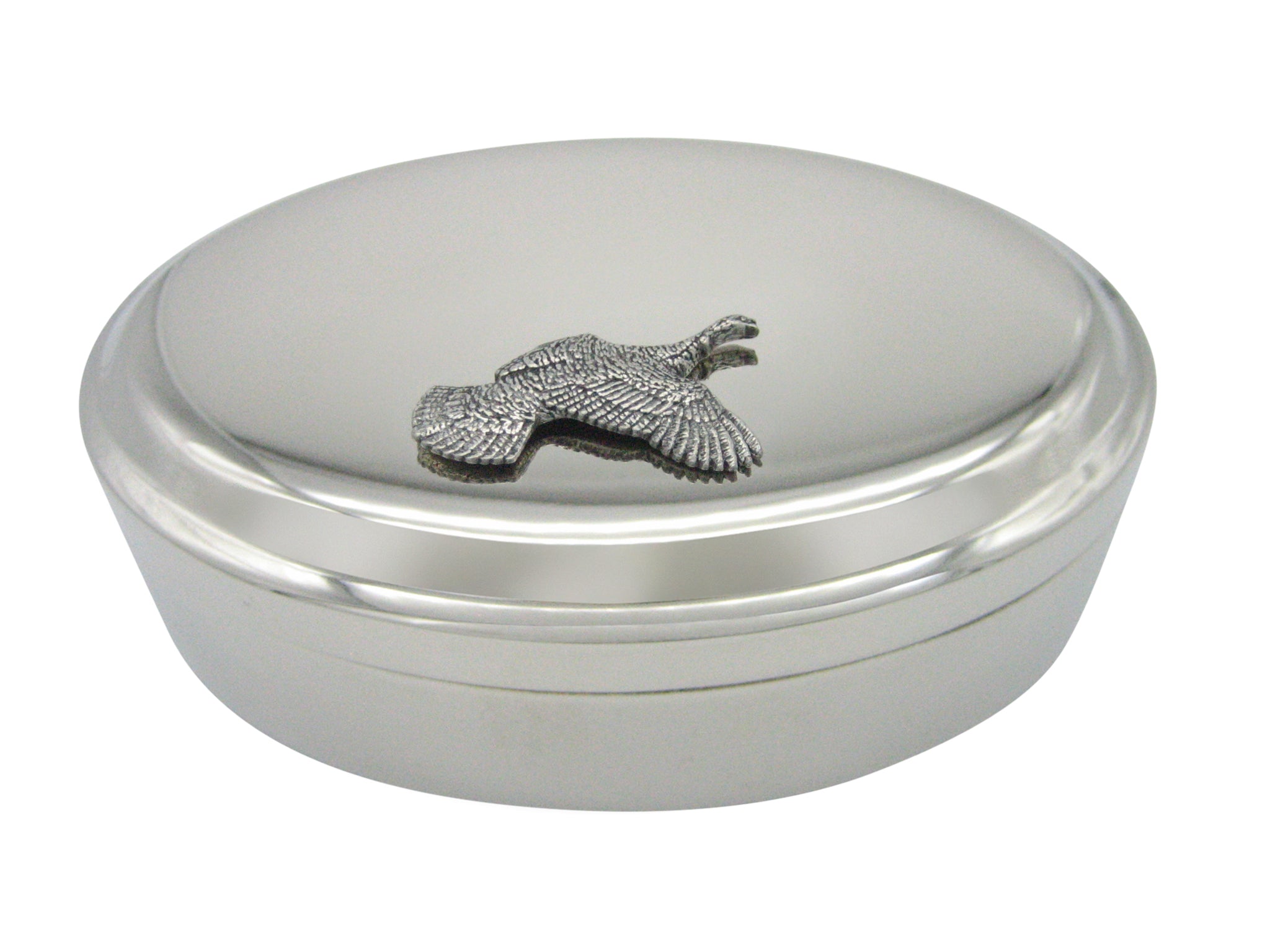 Flying Turkey Bird Pendant Oval Trinket Jewelry Box