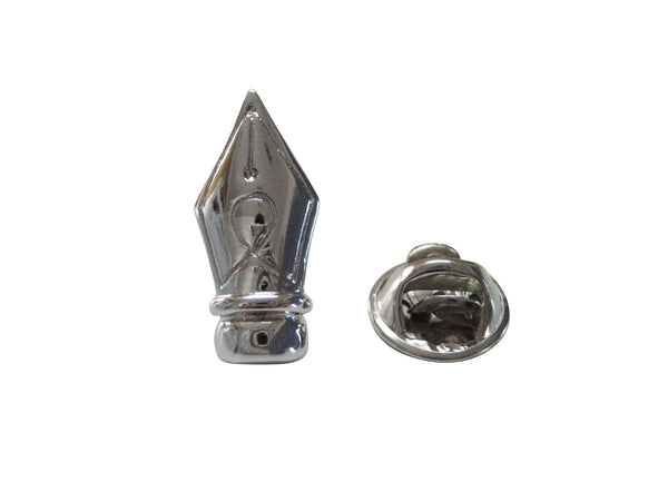 Silver Toned Fountain Pen Nib Lapel Pin