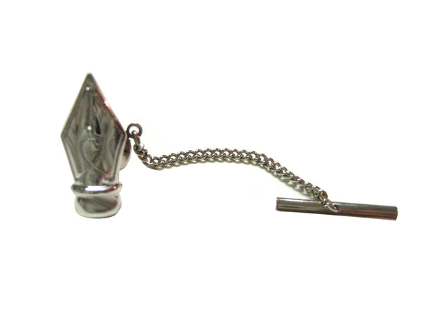 Silver Toned Fountain Pen Nib Tie Tack