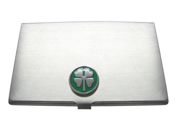 Business Card Holder with Four Leaf Clover Pendant