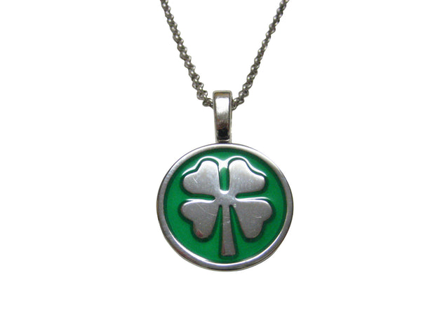 Green Four Leaf Clover Lucky Pendant Necklace