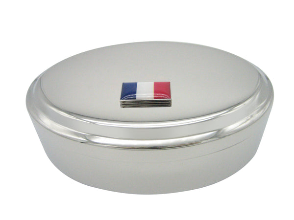 France Flag Pendant Oval Trinket Jewelry Box