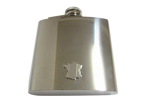 France Map Shape and Flag Design 6 Oz. Stainless Steel Flask