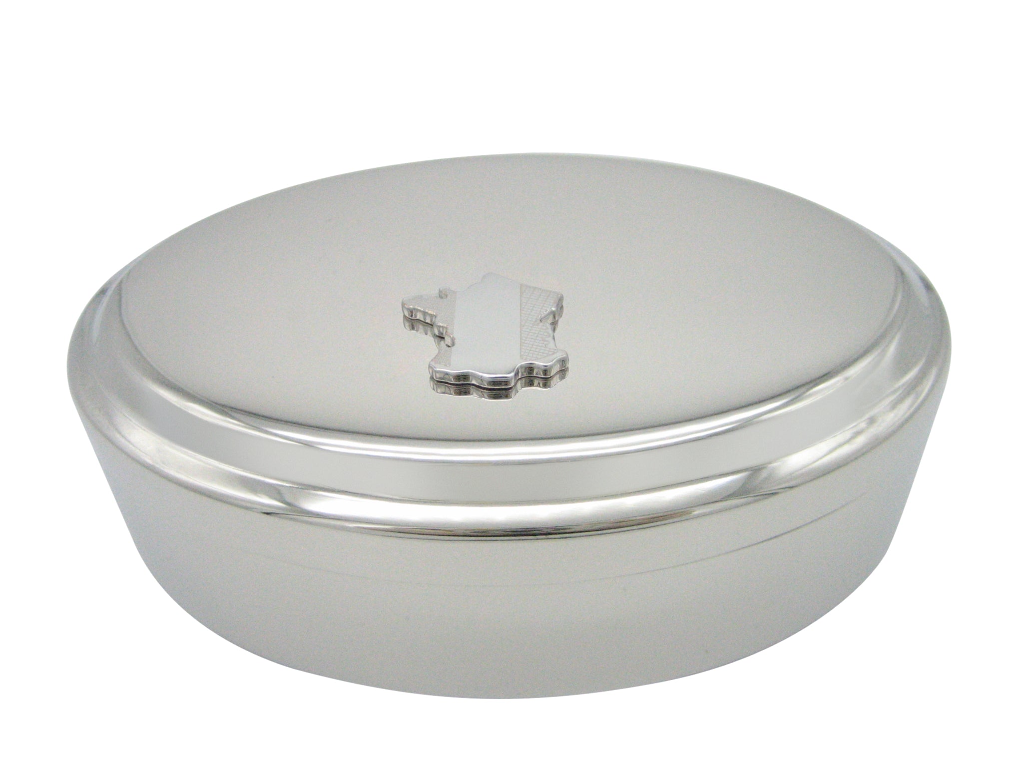 France Map Shape and Flag Design Pendant Oval Trinket Jewelry Box