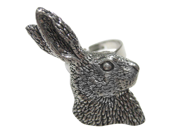 Furry Hare Rabbit Head Adjustable Size Fashion Ring